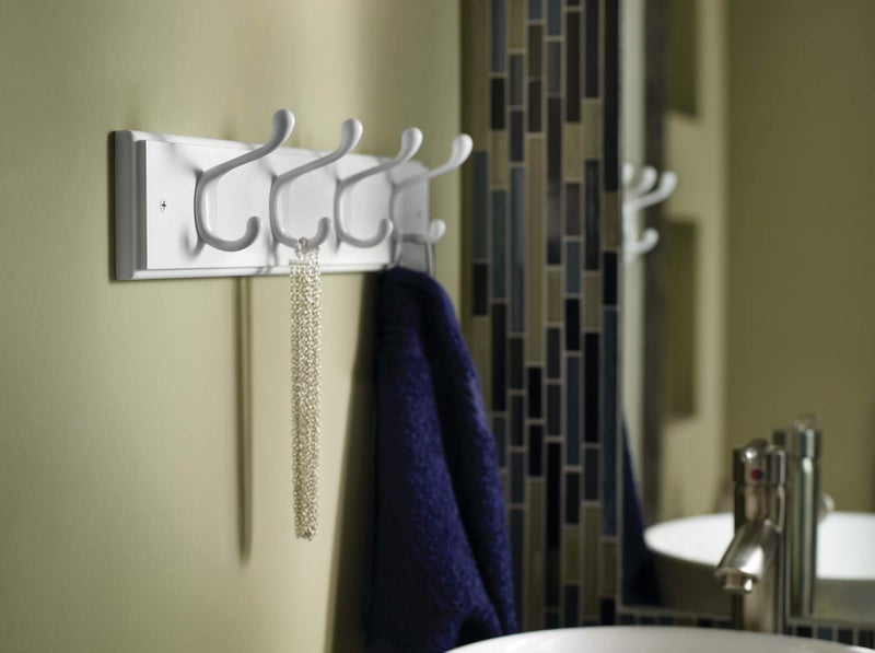 Liberty Hardware 129847 18-Inch Coat and Hat Rail/Rack with 4 Heavy Duty Hooks, White and White - Image 1
